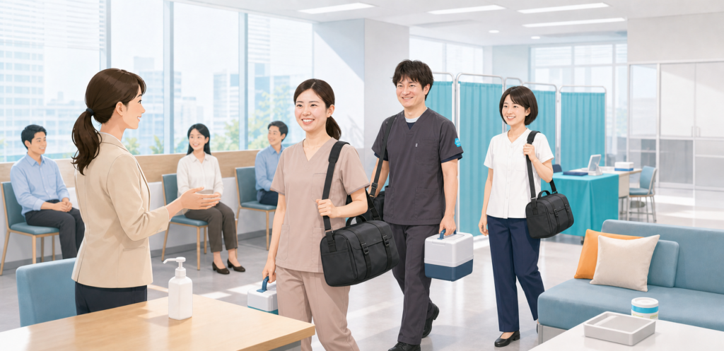 うるう先生・松浦先生・松本さんが企業へ伺う2026年度インフルエンザ出張予防接種